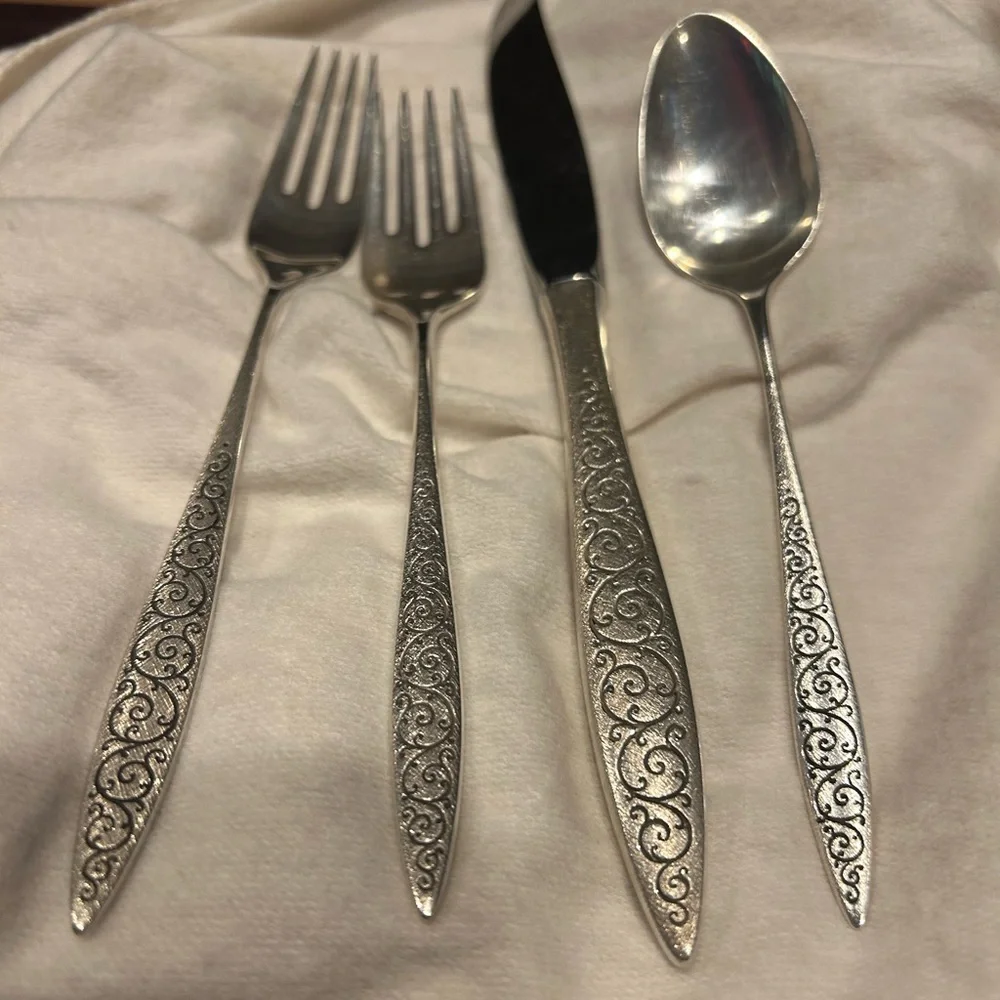 Elegant Spanish Lace Sterling Silverware Set with Intricate Design by Wallace